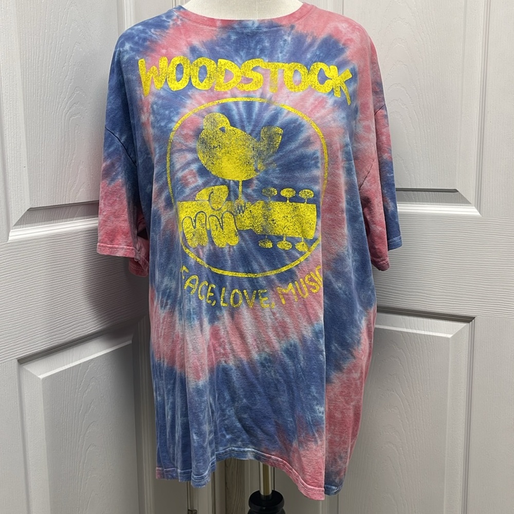 WOODSTOCK Peace Love Music Tie Dye T-Shirt 2XL